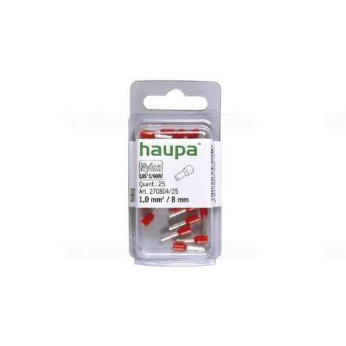 HAUPA Érvéghüvely szigetelt 1,0/ 8 piros 270804/25 SmallPack Haupa (25db/bliszter)