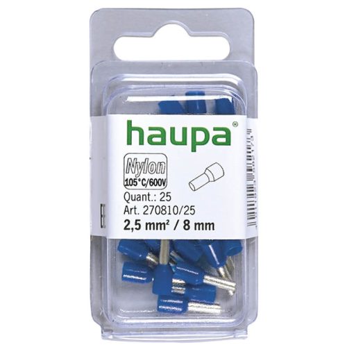 HAUPA Érvéghüvely szigetelt 2,5/ 8 kék 270810/25 SmallPack Haupa (25db/bliszter)