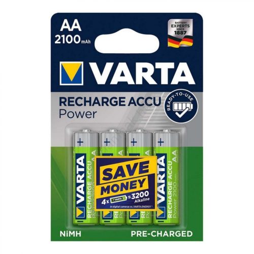 VARTA 56706 akkumulátor AA, NiMH akkumulátor, ceruza, 2100 mAh kapacitás, RTU - feltöltött és használatra kész, 4 db/csomag, 56706