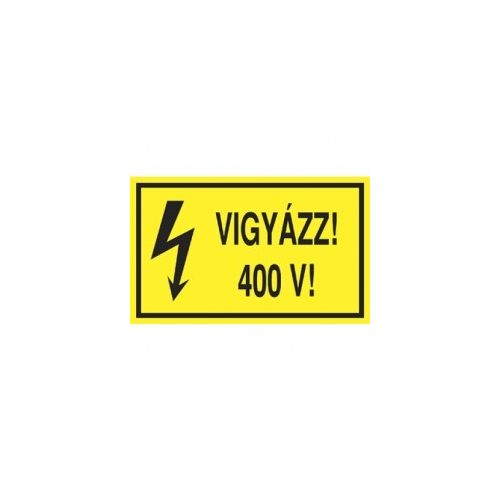 Öntapadó vinil matrica 60x100mm sárga - Vigyázz! 400V!