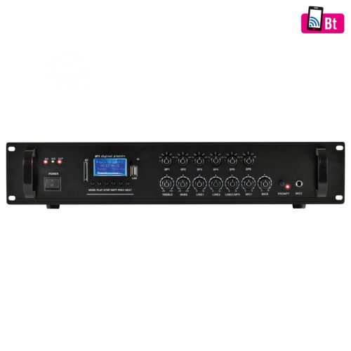 SAL MPA 120BT multimédiás keverő erősítő, 120 W, 6 csatorna, BT, FM rádió, USB/SD, EQ, MPA_120BT