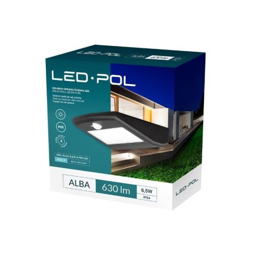 ORO-ALBA-6,5W-4-PIR-CW Kerti napelemes lámpatest IP védett, ORO10049 SpectrumLED