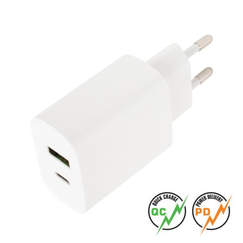 Home SA 20QCPD 2in1 gyorstöltő, 20 W, QUICK CHARGE, POWER DELIVERY, hagyományos gyorstöltőként is működik, USB-A és USB-C csatlakozás, SA_20QCPD