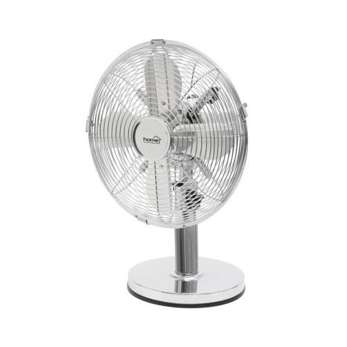 Home TFS 25 asztali fém ventilátor, 30 W, 3 fokozat, 25 cm-es lapátátmérő, oszcillálás, 4 ventilátorlapát, ezüst színű bevonat, TFS_25