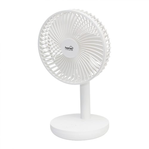 Home TF 14B asztali ventilátor, 5 W, 14 cm-es lapátátmérő, 4 fokozat, 60°-os oszcillálás, 4000 mAh akkumulátor, visszajelző LED, fehér, TF_14B