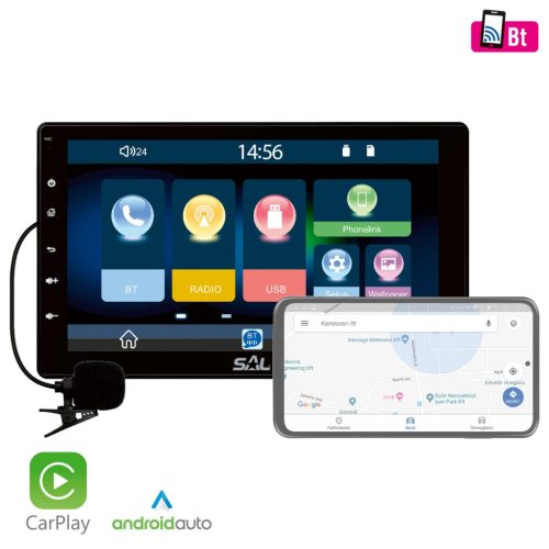 SAL VB X1000 autórádió és multimédiás lejátszó, 4 x 45 W, 2 + 1 RCA, CarPlay, Android Auto, USB Mirror Link, VB_X1000